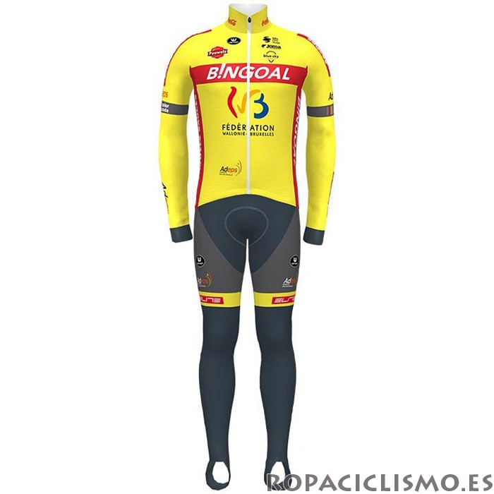 2021 Maillot Wallonie Bruxelles Tirantes Mangas Largas Amarillo